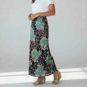 Giorgio Fiorlini Collection Skirt Floral & Abstract Elastic Waist Size Large